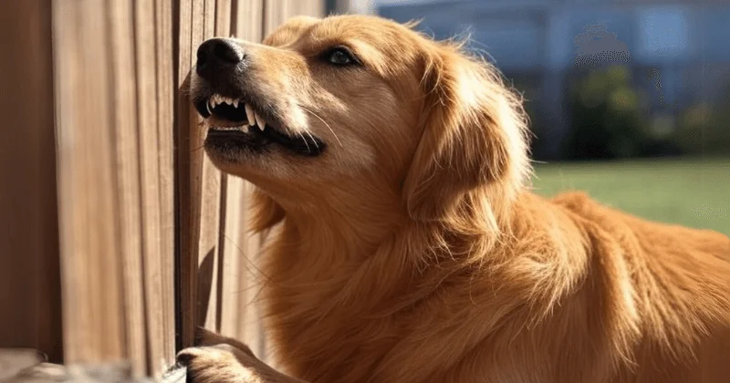 Perro mordiendo la pared con actitud ansiosa al aire libre como hacer que mi perro deje de comerse la pared